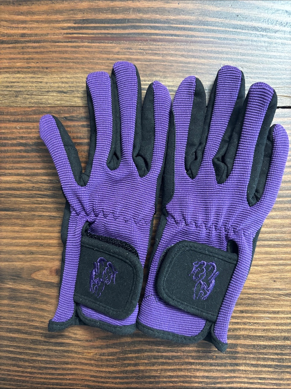 Purple and Black Riding Gloves